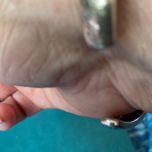 Sterling Silver jade stone inset cuff Size Small  vintage - Picture 8 of 9